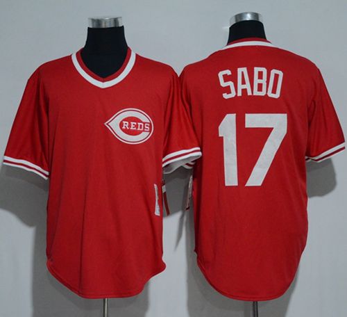 Mitchell And Ness 1990 Reds #17 Chris Sabo Red Throwback Stitched MLB Jersey - Click Image to Close